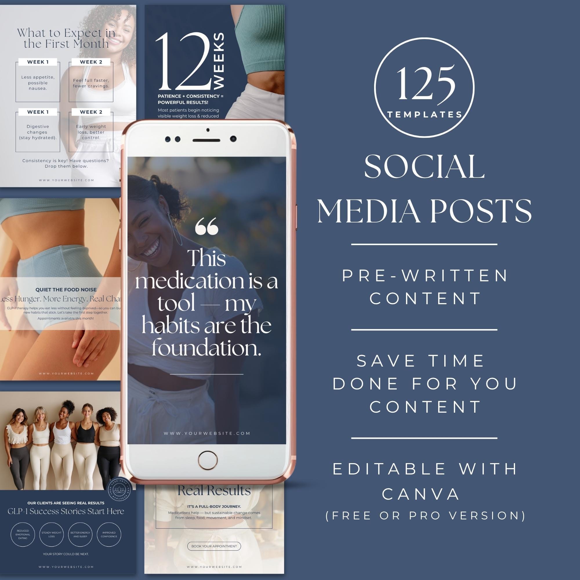 glp-1 social media examples Weight Loss Marketing Bundle: Canva Templates (editable Canva, Instant Download) Meet TikTok's 'GLP-1 influencers'