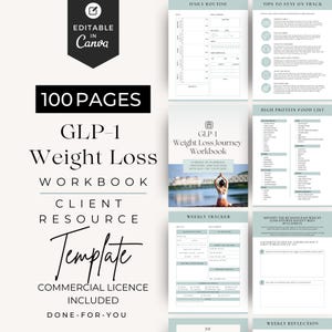 GLP-1 Four Week Weight Loss Workbook - Client Resource
Canva Editable Template
Commercial license included
100 Pages