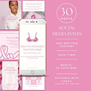 Sociala medier för medvetenhet om bröstcancer, Instagram-inlägg om kvinnors välbefinnande, professionella inom kvinnors hälsa, Rosa bandet-kampanjen, stöd till överlevande bild 2