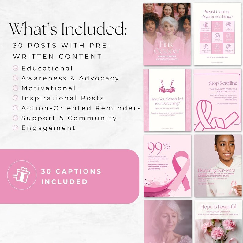 Sociala medier för medvetenhet om bröstcancer, Instagram-inlägg om kvinnors välbefinnande, professionella inom kvinnors hälsa, Rosa bandet-kampanjen, stöd till överlevande bild 4