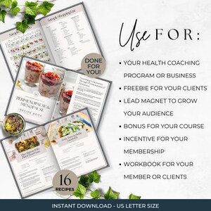 Perimenopause and Menopause Recipe Book
Lead Magnet Ebook 
Canva Editable Template
Commercial license included
16 Recipes
47 Pages