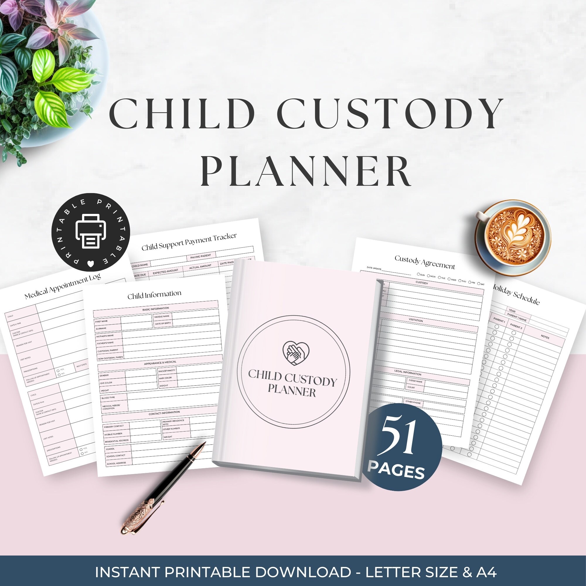 Child Custody Binder Printable, Shared Parenting Planner, Child Support ...