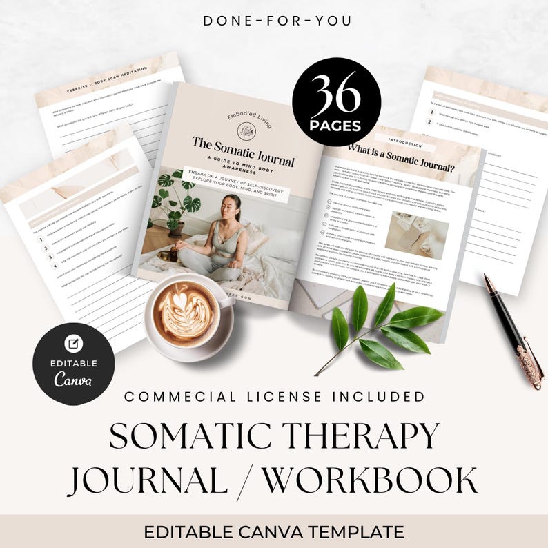 Somatic Journal Editable Canva Template, Body Awareness Workbook for ...