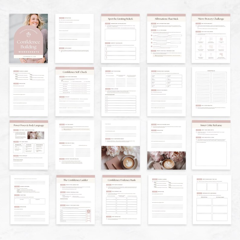 Confidence Building Worksheets Template, Life Coach Lead Magnet ...