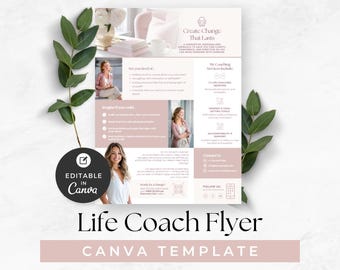 Life Coach Flyer Editable Template, Coaching Services Business Promotion, Mindset Coach Marketing Tools, Consulting Pamphlet, Advertisement