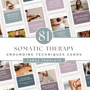 Grounding Techniques Cards for Somatic Therapy, Holistic Coach Program Resource, Nervous System Regulation, Anxiety Relief, Canva Template
