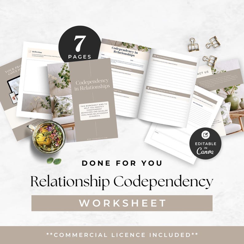 Codependency-werkbladen Therapie, healingtools, werkboek grenzen stellen, zelfhulpgids relaties, counseling voor stellen, geestelijke gezondheid afbeelding 4