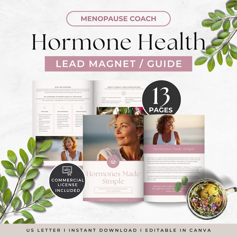 Hormone Health Lead Magnet, Menopause Balance Strategies Guide, Women's Wellness Program Resource, Perimenopause Self Care, Done For You image 1