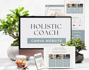 Holistic Coach Canva Website Template, Editable Wellness Landing Page for Coaches, Mindfulness Branding and Stock Images, Done For You