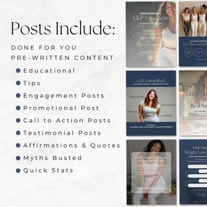 GLP1 Social Media Templates, Tirzepatide & Semaglutide Marketing, Medical Weight Loss Instagram Kit, Editable Canva Posts, Med Spa Clinic Ad image 4