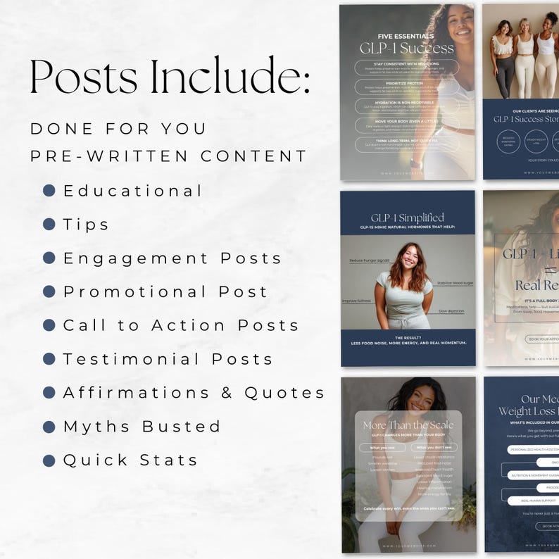 GLP1 Social Media Templates, Tirzepatide & Semaglutide Marketing, Medical Weight Loss Instagram Kit, Editable Canva Posts, Med Spa Clinic Ad image 4