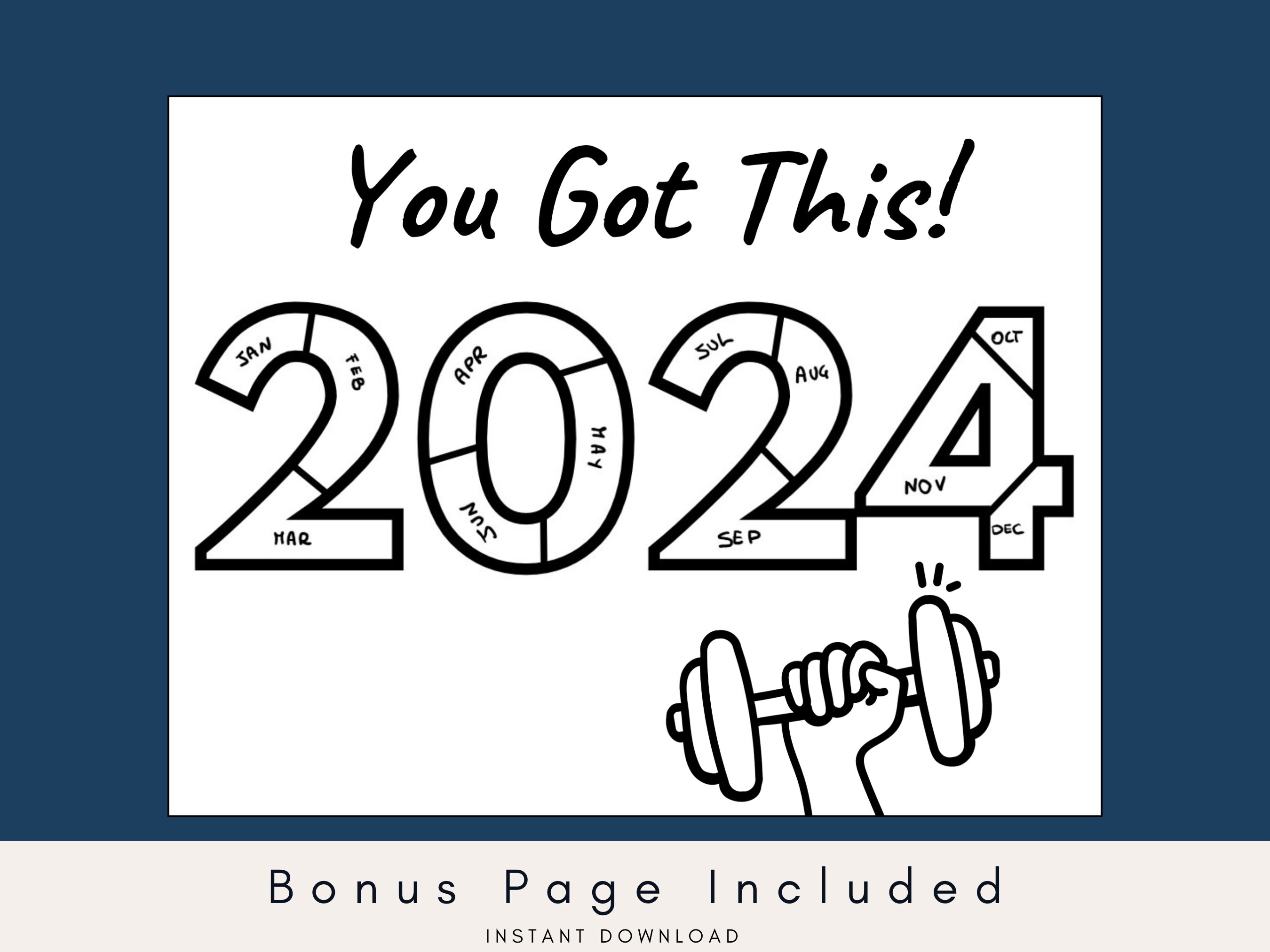 2024 Workout Tracker, 2024 Fitness Color Tracker, Habit Tracker