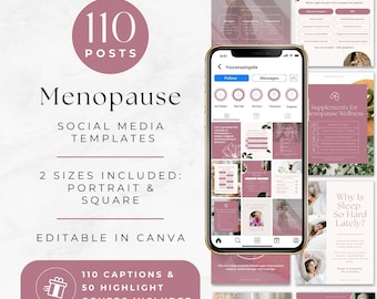 Menopause Instagram Template, Perimenopause Social Media Kit, Hormone Health Editable Canva Posts, Women's Wellness Content, Holistic Coach
