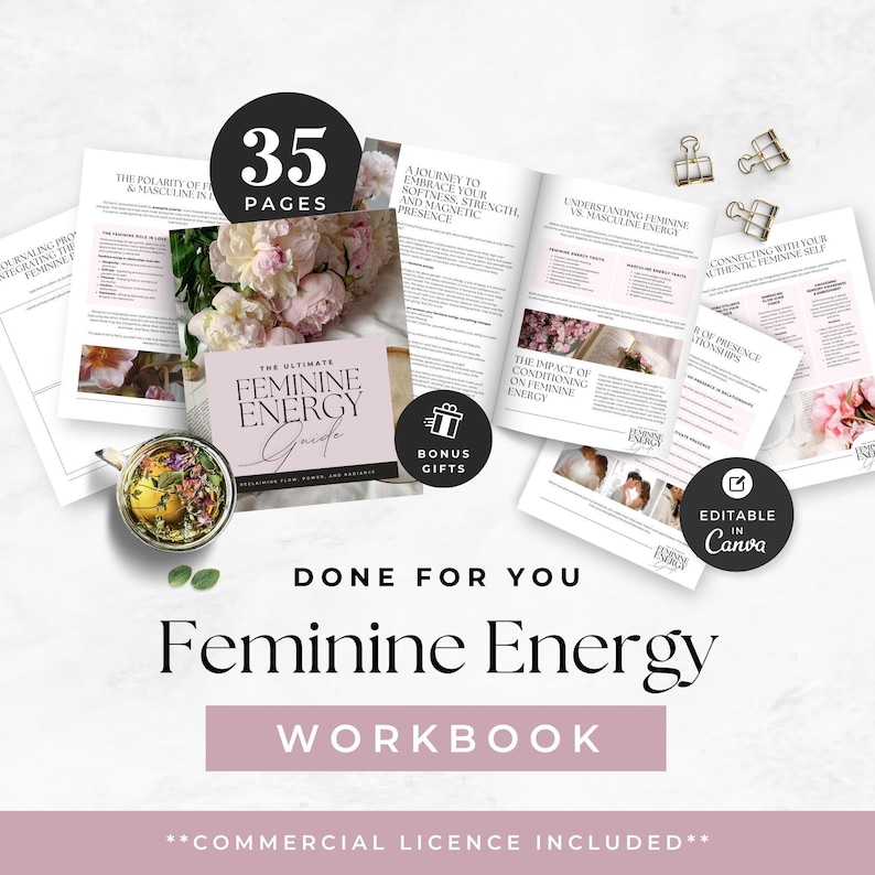 Feminine Energy Workbook, Empowerment Guide, Self-Love Worksheets, Woman Journaling Prompts, Life Coach Lead Magnet, Wellness Practitioner bild 1