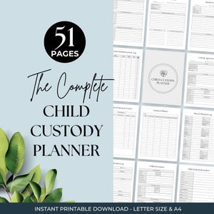 Carpeta imprimible para custodia de menores, planificador de crianza compartida, manutención infantil, registro de custodia de menores, calendario de crianza compartida, documentación de casos judiciales.