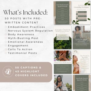 Somatic Therapy Instagram Templates, Editable Mental Health Social Media Content, Holistic Wellness Marketing Kit, Nervous System Regulation image 4