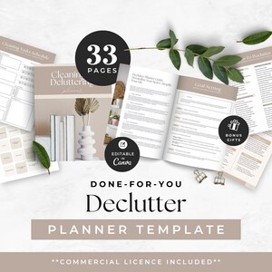 Declutter Planner Editable Template, Home Organization Workbook, Life Coach Lead Magnet, Organization Expert Resource, Minimalist Living