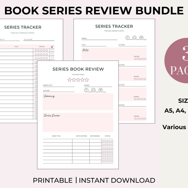 Book Series Review Template for Book Lovers Book Review Journal Pages Reading Review Printable Book Summary Reading Tracker Book Club