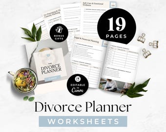 Divorce Planner Template, Co-Parenting Checklist, Financial Worksheets, Printable Divorce Preparation Organizer, Divorce Coach Resource