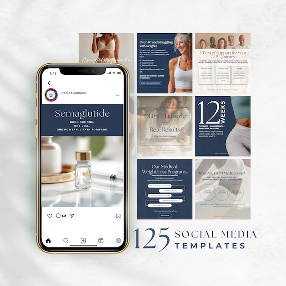 .125 semaglutide Semaglutide Weight Loss Instagram, Tirzepatide Social Media Posts, GLP1  Marketing, Medical Weight Loss Business, Med Spa Ads, Editable Kit