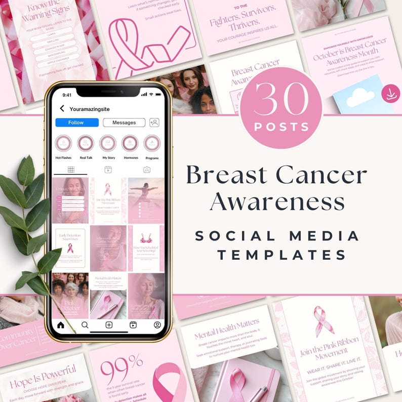 Sociala medier för medvetenhet om bröstcancer, Instagram-inlägg om kvinnors välbefinnande, professionella inom kvinnors hälsa, Rosa bandet-kampanjen, stöd till överlevande bild 9