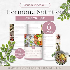 Hormone Health Foods Checklist, Menopause Coach Lead Magnet, Women's Wellness Resource, Hormone Balancing Handout, Perimenopause Guide image 1