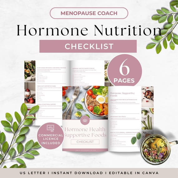 Hormone Health Foods Checklist, Menopause Coach Lead Magnet, Women's Wellness Resource, Hormone Balancing Handout, Perimenopause Guide