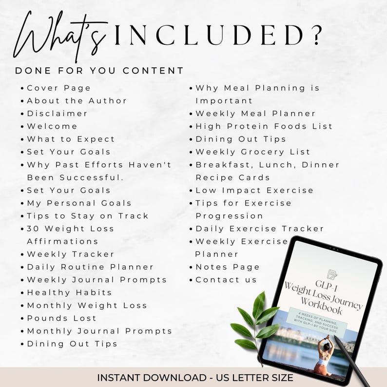 GLP-1 Four Week Weight Loss Workbook - Client Resource
Canva Editable Template
Commercial license included
100 Pages