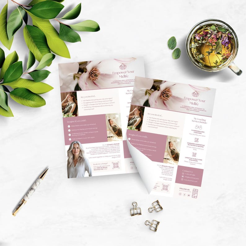Menopause Coach Flyer, Editable Women's Wellness Business Template, Hormone Health Marketing, Midlife Promotion, Client Brochure, Pamphlet image 6