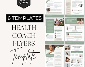 Folleto de entrenador de salud, plantilla editable de entrenador de bienestar, folleto de negocios de bienestar, servicios de marketing nutricional, diseño de Canva para promoción