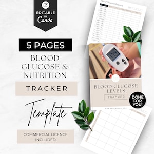 Bloedglucosetracker, voedingsdagboek, sjabloon voedingscoachingprogramma, informatiebron gezondheidscoach, hand-out voor klanten, wellness-welkomstpakket