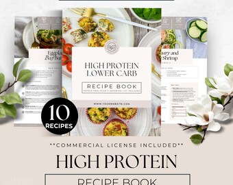 Editable Recipe Book, High Protein Lower Carb, Nutrition Coaching ebook, Health Coach Lead Magnet, Canva Template, Dietitian Meal Planning