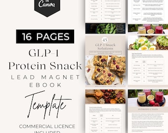 GLP1 Protein Snacks Editable Canva Template, Health Coach Freebie, Lead Magnet, Medical Weight Loss eBook, Semaglutide and Tirzepatide Meals