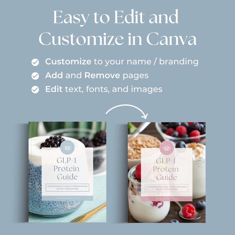 GLP1 Editable Canva Template Bundle, Health Coach Program Resources, Medical Weight Loss eBook, Semaglutide and Tirzepatide Client Tools image 8
