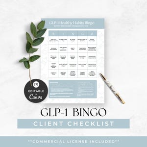 GLP-1 Healthy Habits Bingo, Health Coach Client Handout, Medical Weight Loss Education, Semaglutide and Tirzepatide Program Resource, Canva Bild 10