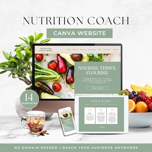Nutrition Coach Canva Website Template, Professional Health Coach Site, Editable Wellness Landing Page for Coaches, Marketing and Branding