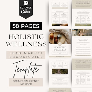 Holistic Wellness Guide Template, Editable Canva Ebook for Coaches, Self Care and Growth Tools for Client, Body & Spirit Transformation