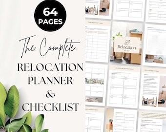 Moving Checklist and Planner Printable, Relocation Guide, New Home Essentials, Professional Moving, Military Moving, Moving Abroad Checklist