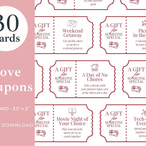 Love Coupons, Valentine's Day Coupon Book, Romantic Coupons, Love Voucher, Valetines Coupon, Lover Coupons for Him, Gift for Her, Gift