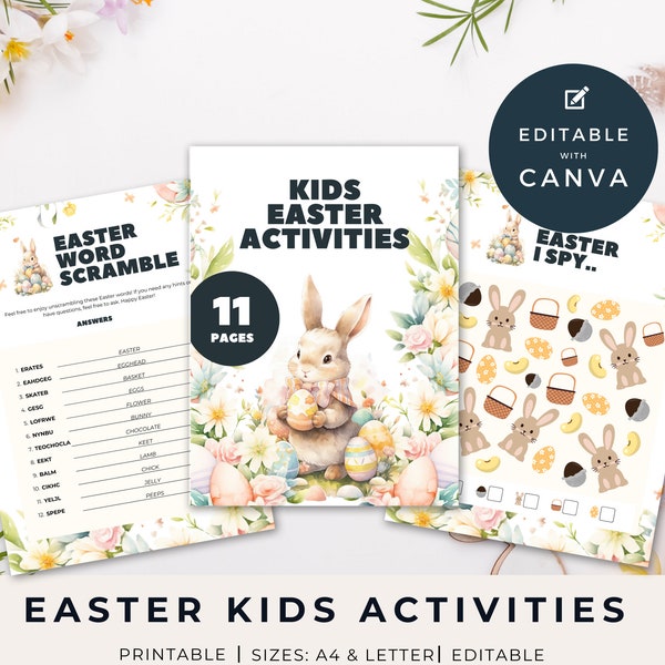 Easter Activity Printable, Kids Easter Activity Book, Editable Easter Activity Book, Easter Party Activities, Kids Table Easter Activities
