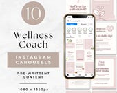 Wellness Instagram Carousel Template Bundle for Coaches, Health Coach Instagram Feed, Social Media Kit, Nutrition Marketing Content, Canva