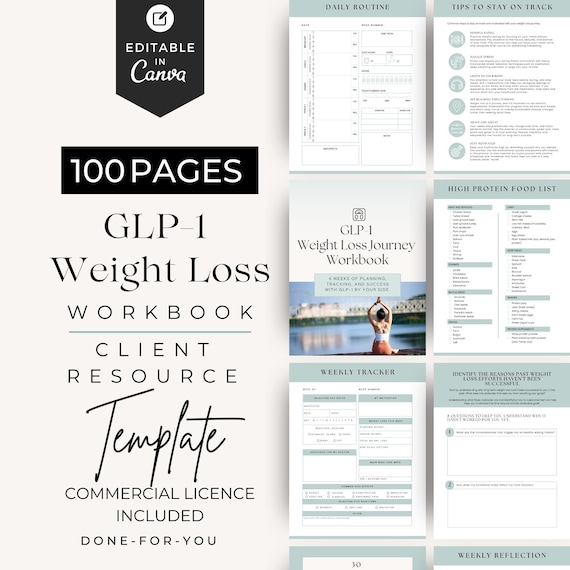 GLP1 Weight Loss Journal for Coaches, Nutrition & Fitness Tracker, GLP1 Wellness Planner and Tracker, Health Coaching Tool, Client Resource