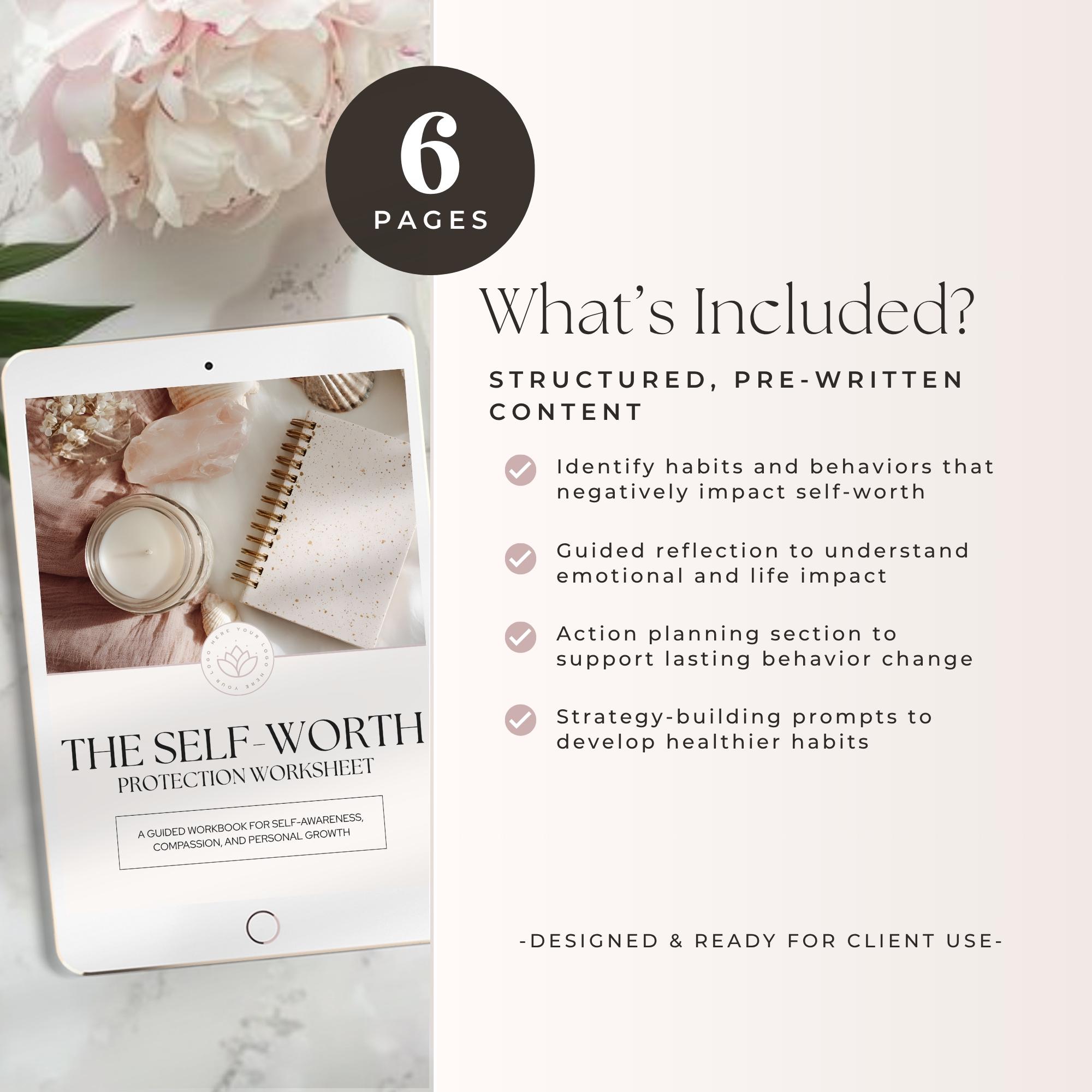 Self Worth Protection Worksheet, Life Coach Lead Magnet, Confidence ...