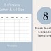 Blank Monthly Calendar Templates, Monthly Calendar, Monthly Notes ...