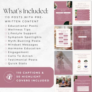 Modelo para Instagram sobre Menopausa, Kit de Mídias Sociais para Perimenopausa, Posts Editáveis no Canva sobre Saúde Hormonal, Conteúdo de Bem-Estar Feminino, Coaching Holístico imagem 5
