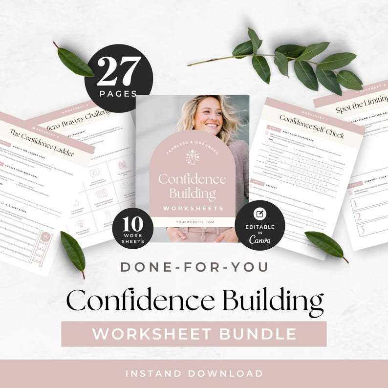 Confidence Building Worksheets Template, Life Coach Lead Magnet ...