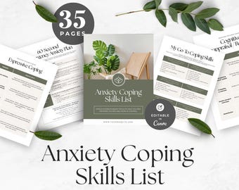 Anxiety Coping Skills Handout, Stress Management Resource, Mental Health Tools, CBT Therapy Activities, Wellness and Mindfulness Techniques