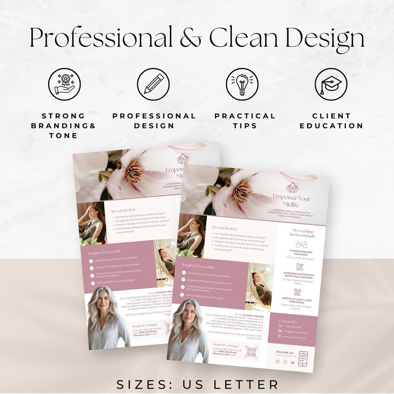 Menopause Coach Flyer, Editable Women's Wellness Business Template, Hormone Health Marketing, Midlife Promotion, Client Brochure, Pamphlet image 4