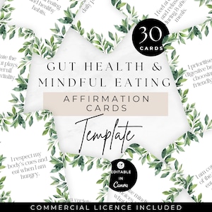 Mindful Eating Affirmation Cards, Heath Coach Lead Magnet, Nutritionist Client Resource, Fitness Motivation, Gut Health Quotes, Self Care