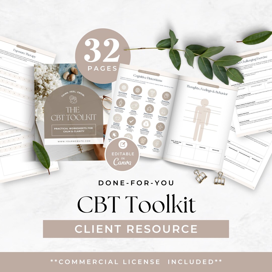 CBT Toolkit for Mental Health, Cognitive Behavioral Therapy Worksheets ...